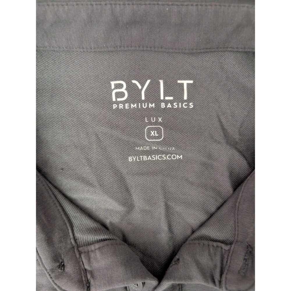 BYLT Premium Basics Men XL Gray LUX Drop-Cut Long Sleeve Polo Shirt Charcoal - Picture 2 of 8